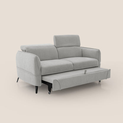 Bloom Divano con poggiapiedi estraibile piedini alti e poggiatesta reclinabili in tessuto bouclé impermeabile T07 grigio