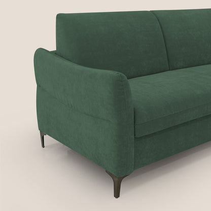 Dalia divano letto con materasso H18 cm e piedi alti in raffinato tessuto smacchiabile T17 verde