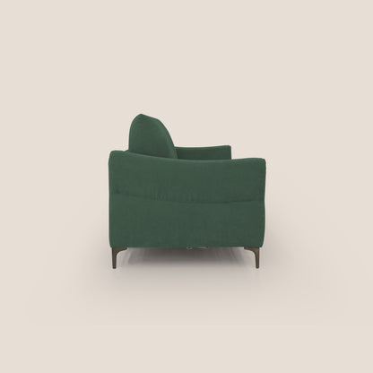 Dalia divano letto con materasso H18 cm e piedi alti in raffinato tessuto smacchiabile T17 verde