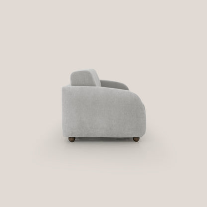 Giglio divano letto scandinavo japandi con materasso H18 cm in tessuto Bouclé impermeabile T07 grigio