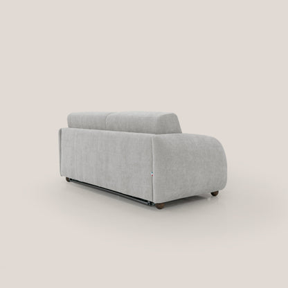 Giglio divano letto scandinavo japandi con materasso H18 cm in tessuto Bouclé impermeabile T07 grigio