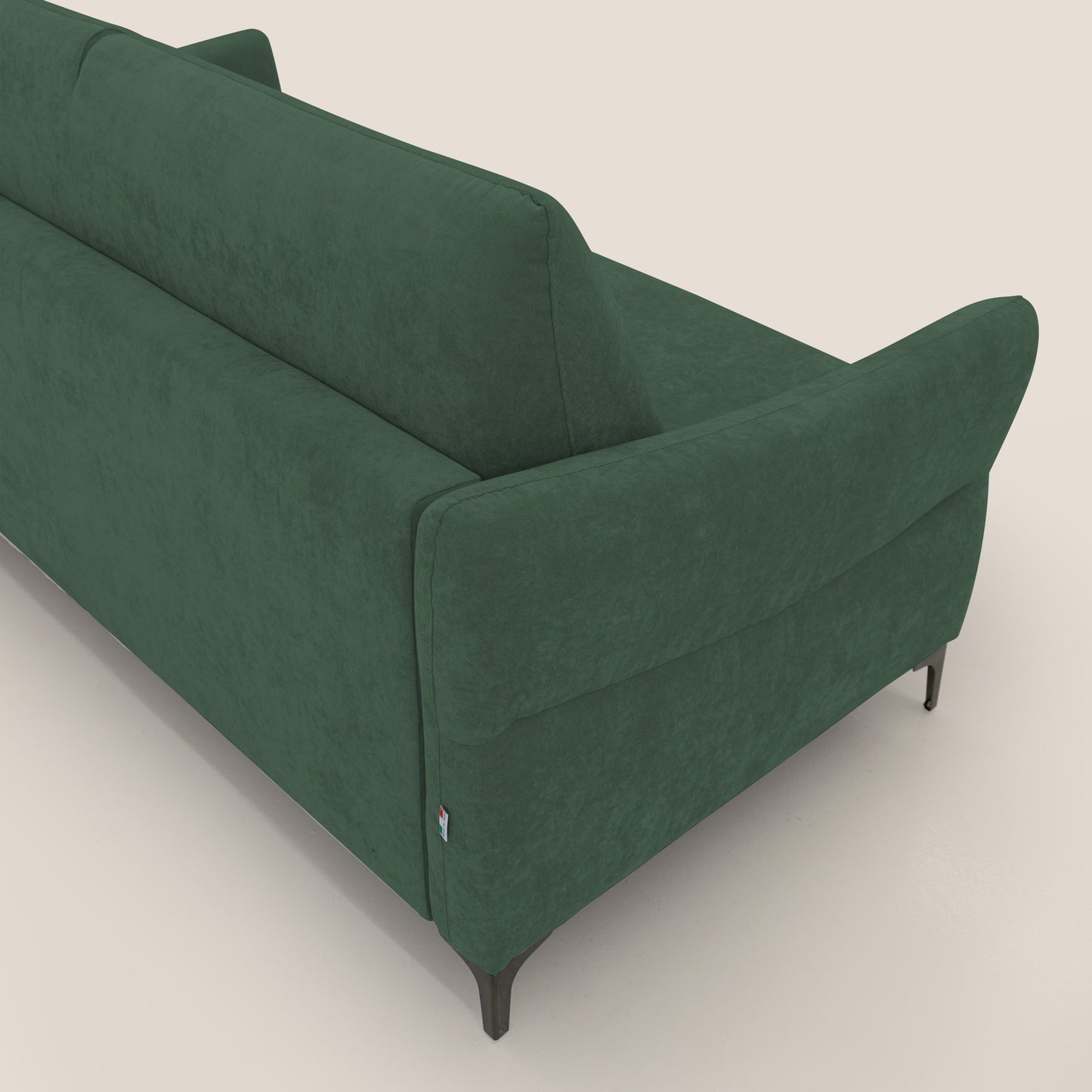 Dalia divano letto con materasso H18 cm e piedi alti in raffinato tessuto smacchiabile T17 verde