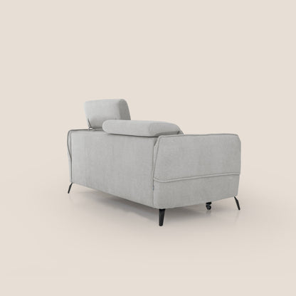 Bloom Divano con poggiapiedi estraibile piedini alti e poggiatesta reclinabili in tessuto bouclé impermeabile T07 grigio