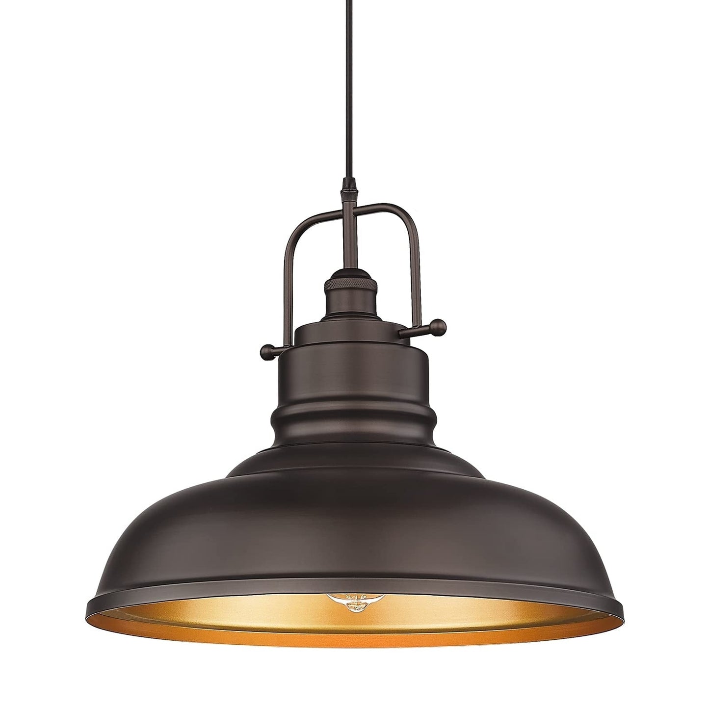 1-Light Industrial Farmhouse Metal Dome Pendant Light, Oil Rubbed Bronze Finish