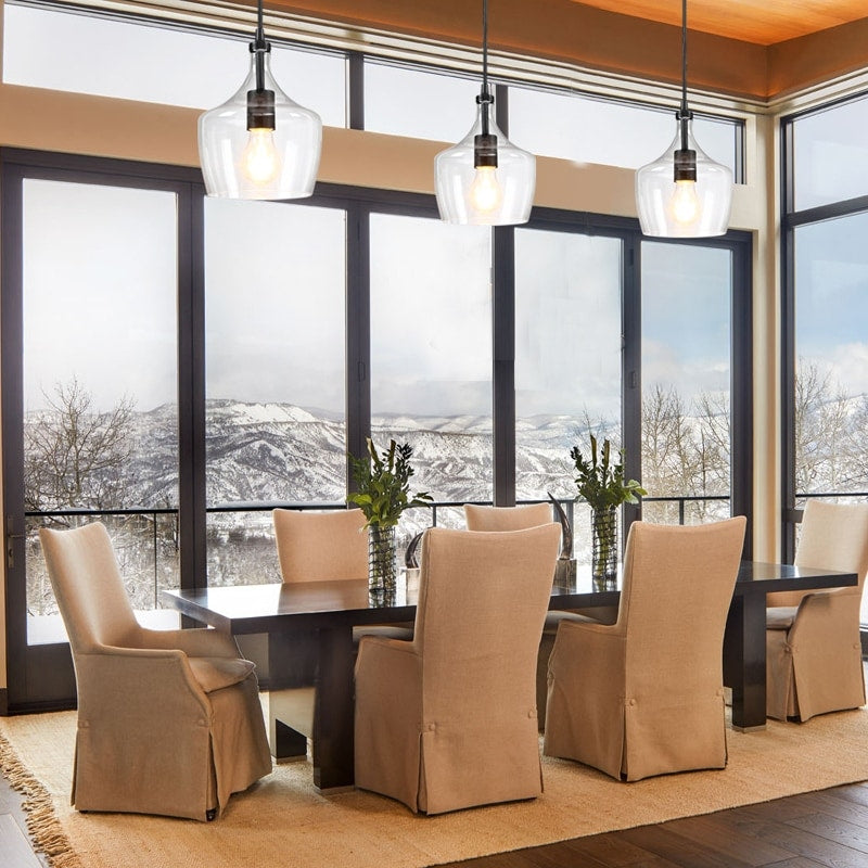 1-Light Kitchen Island Teardrop Clear Glass Pendant（1 or 3-pack can be chosen)