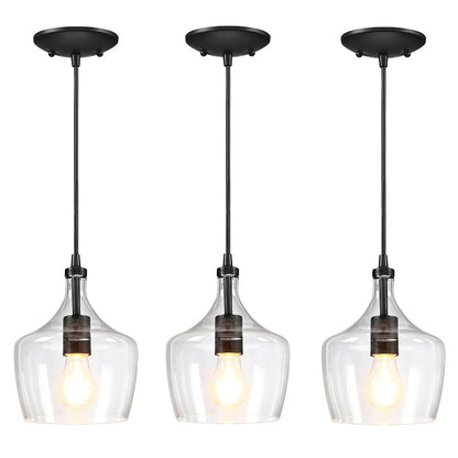 1-Light Kitchen Island Teardrop Clear Glass Pendant（1 or 3-pack can be chosen)