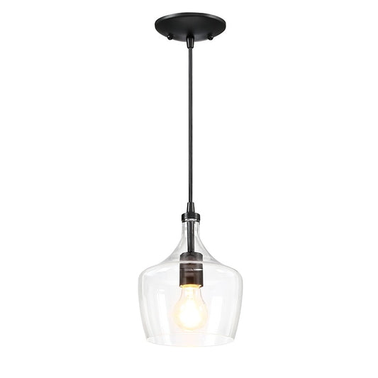 1-Light Kitchen Island Teardrop Clear Glass Pendant（1 or 3-pack can be chosen)