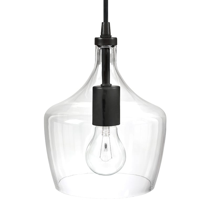 1-Light Kitchen Island Teardrop Clear Glass Pendant（1 or 3-pack can be chosen)