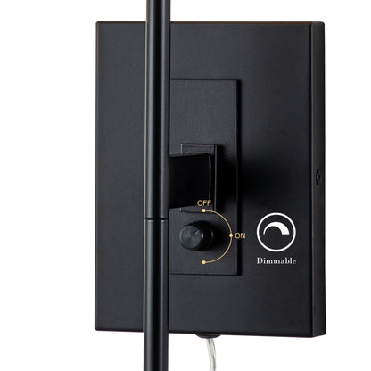 1-Light Matte Black Hardwired/Plug-in Dimmable Indoor Wall Sconce with Fabric Shade