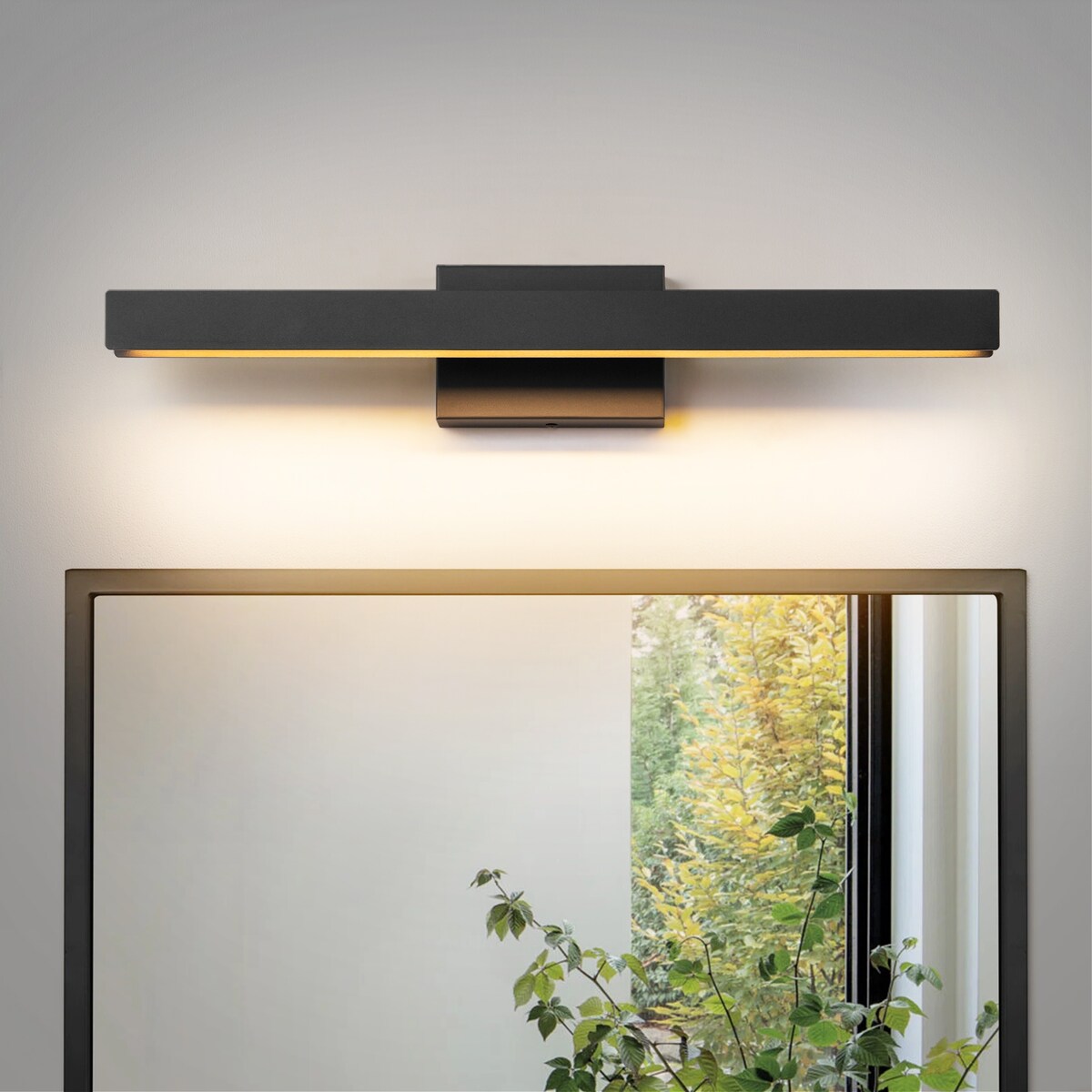 1-Light Modern Linear Black Bathroom Vanity Light Color-Changing Dimmable Rotatable Integrated LED Wall Sconce