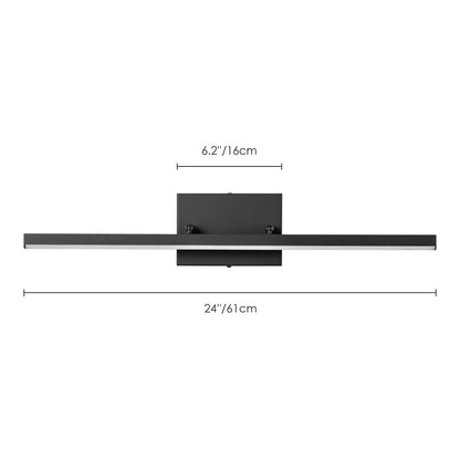 1-Light Modern Linear Black Bathroom Vanity Light Color-Changing Dimmable Rotatable Integrated LED Wall Sconce