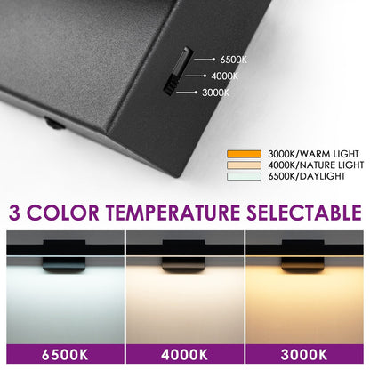 1-Light Modern Linear Black Bathroom Vanity Light Color-Changing Dimmable Rotatable Integrated LED Wall Sconce