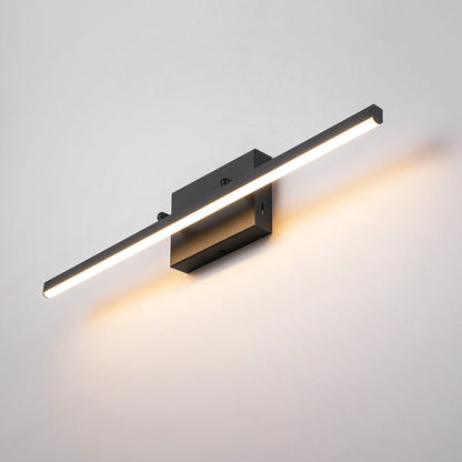 1-Light Modern Linear Black Bathroom Vanity Light Color-Changing Dimmable Rotatable Integrated LED Wall Sconce