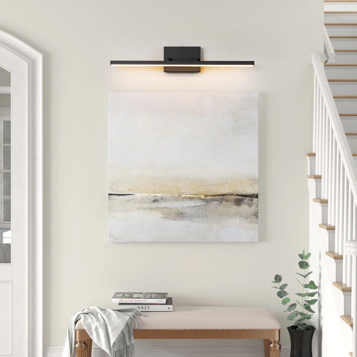 1-Light Modern Linear Black Bathroom Vanity Light Color-Changing Dimmable Rotatable Integrated LED Wall Sconce