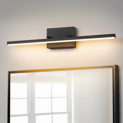 1-Light Modern Linear Black Bathroom Vanity Light Color-Changing Dimmable Rotatable Integrated LED Wall Sconce