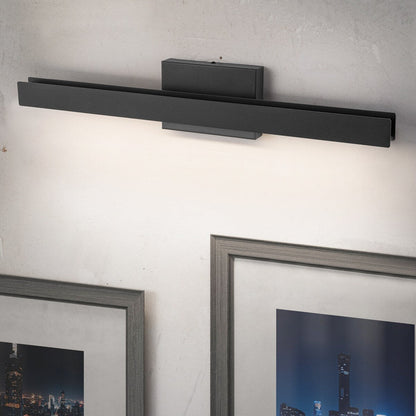 1-Light Modern Linear Black Bathroom Vanity Light Color-Changing Dimmable Rotatable Integrated LED Wall Sconce