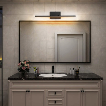 1-Light Modern Linear Black Bathroom Vanity Light Color-Changing Dimmable Rotatable Integrated LED Wall Sconce