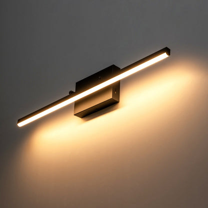 1-Light Modern Linear Black Bathroom Vanity Light Color-Changing Dimmable Rotatable Integrated LED Wall Sconce