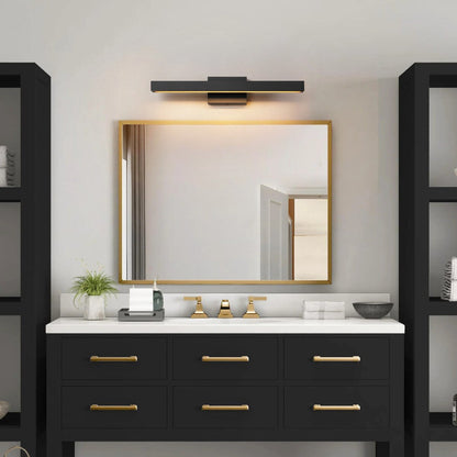 1-Light Modern Linear Black Bathroom Vanity Light Color-Changing Dimmable Rotatable Integrated LED Wall Sconce