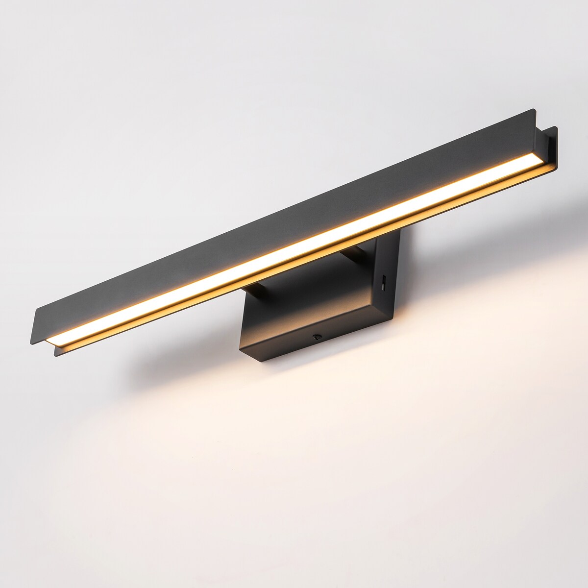 1-Light Modern Linear Black Bathroom Vanity Light Color-Changing Dimmable Rotatable Integrated LED Wall Sconce