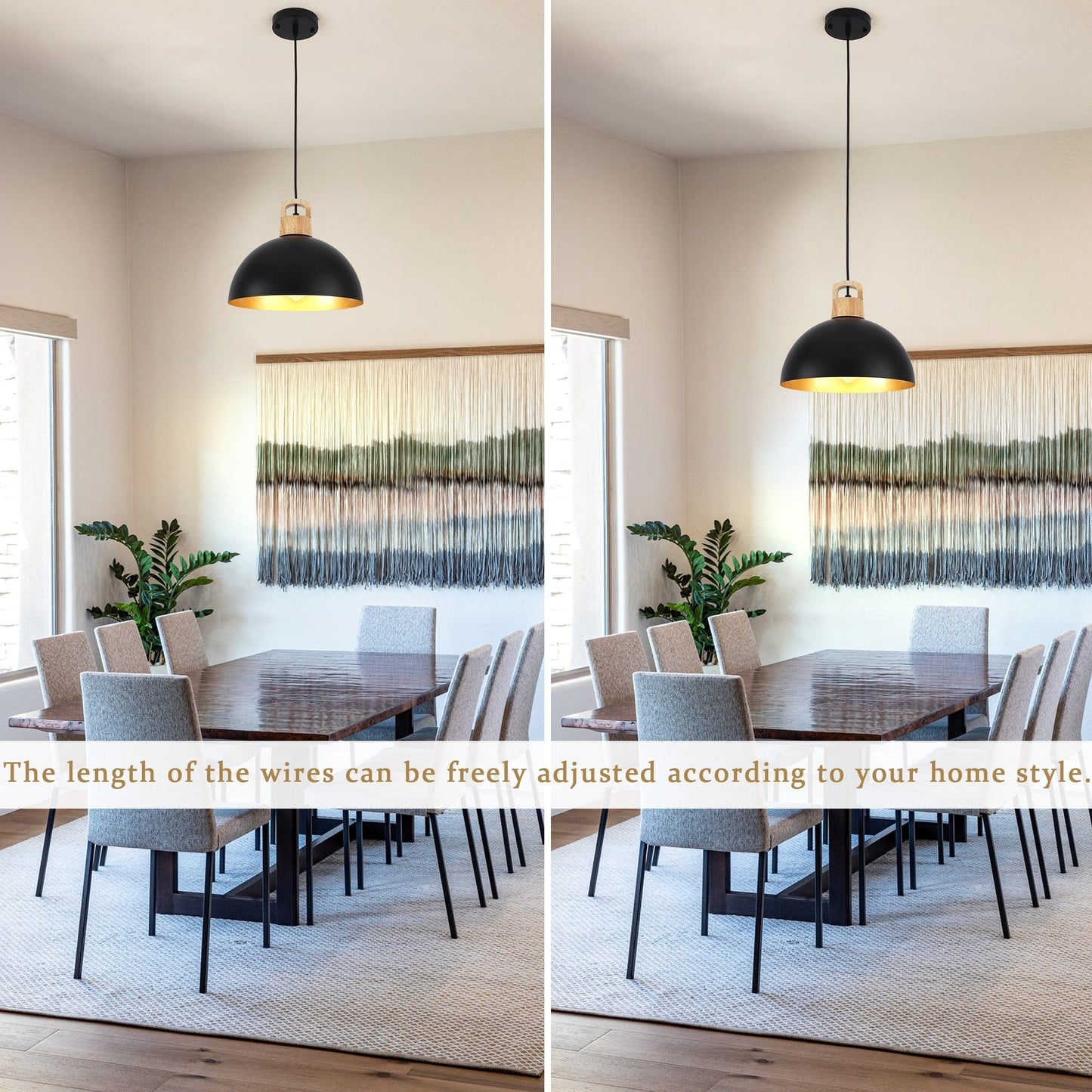 1-Light Modern Pendant Light Fixture with Plug-in Switch for Kitchen Island