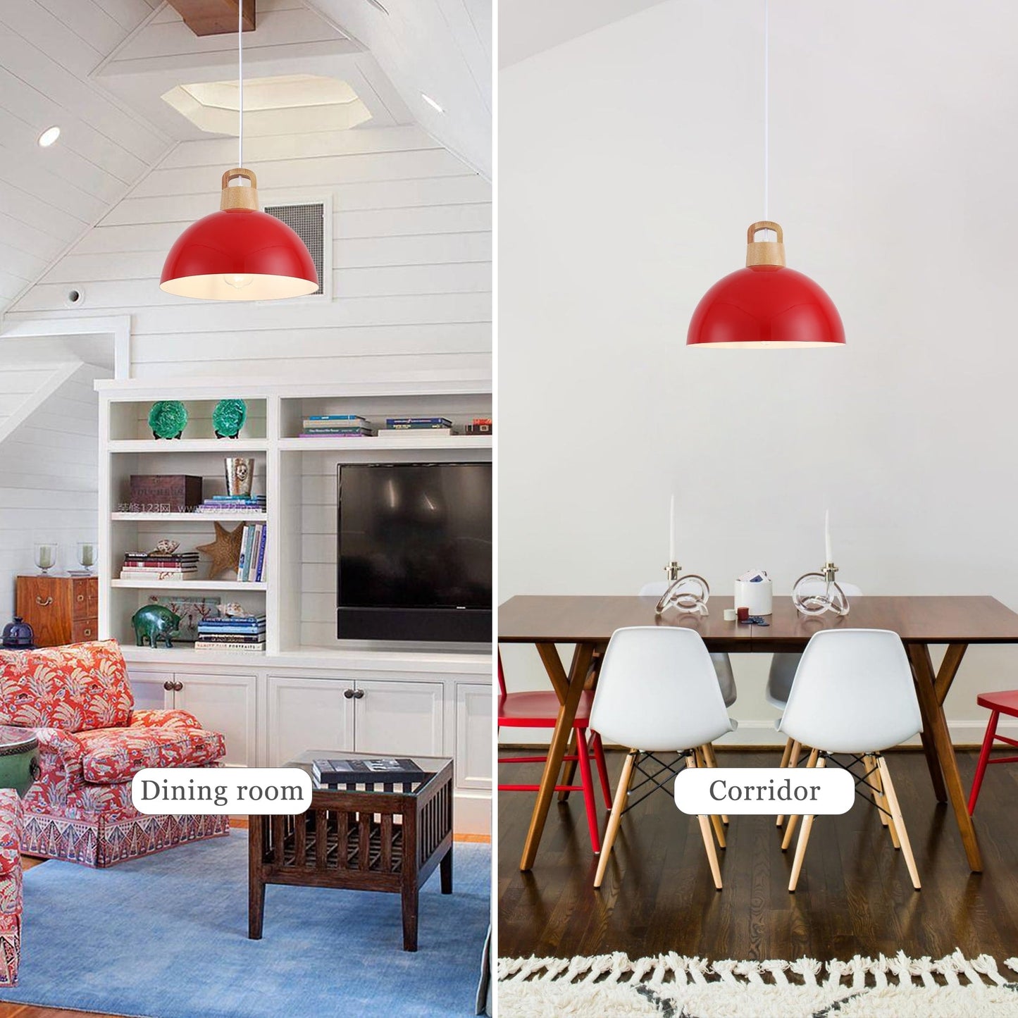 1-Light Modern Pendant Light Fixture with Plug-in Switch for Kitchen Island