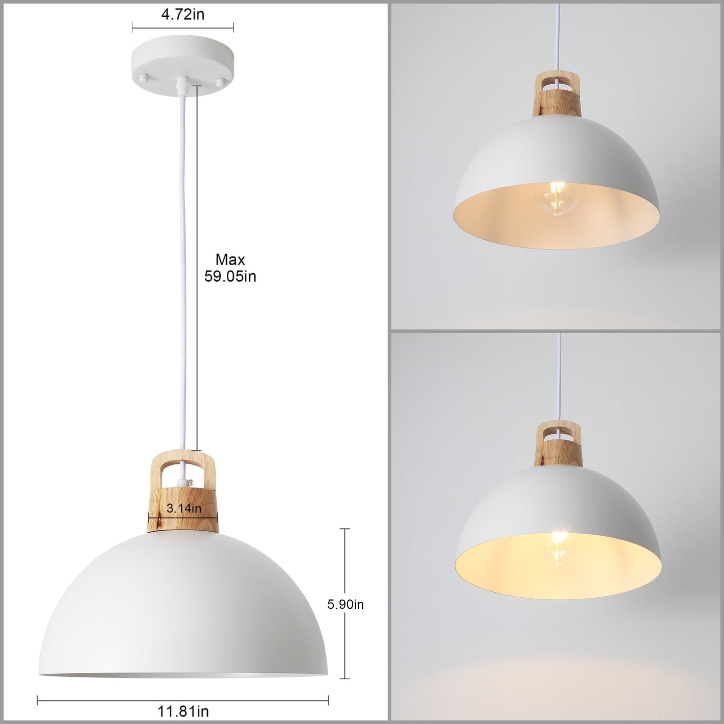1-Light Modern Pendant Light Fixture with Plug-in Switch for Kitchen Island