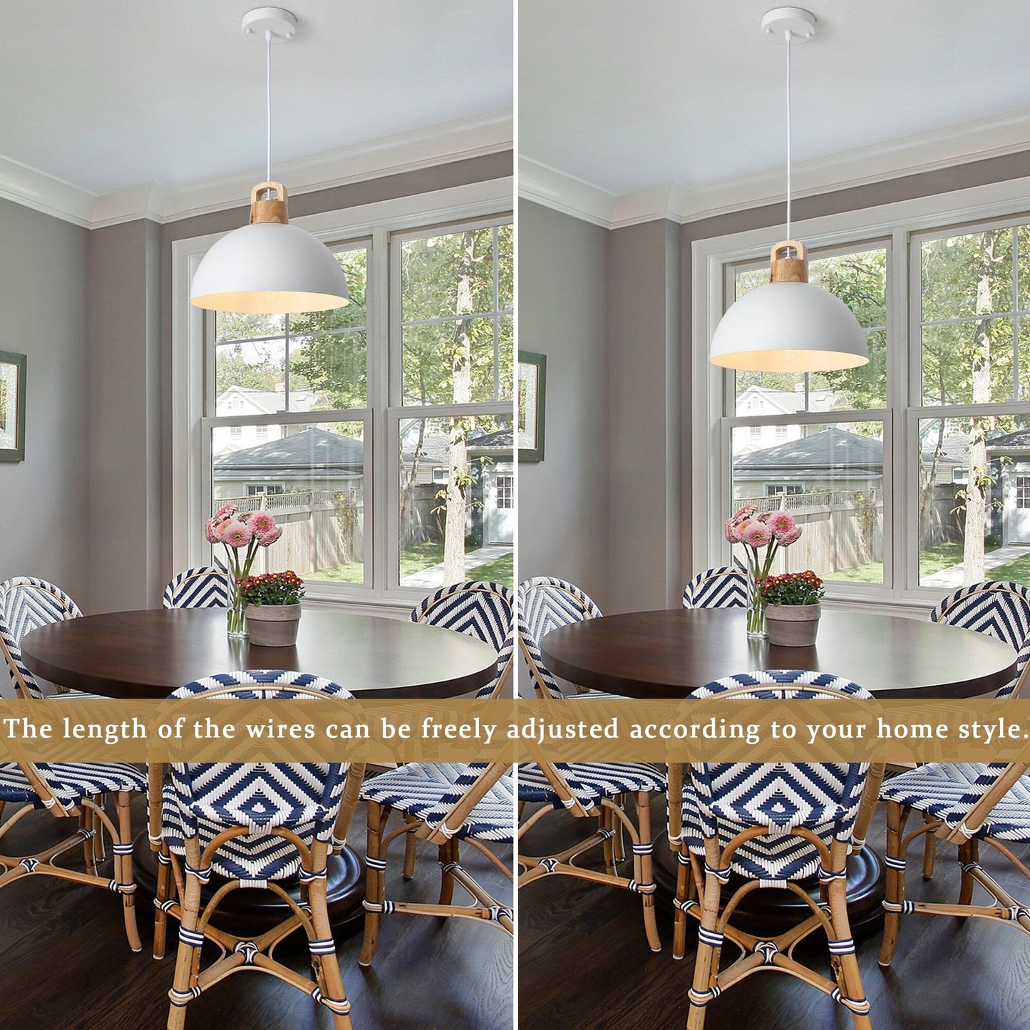 1-Light Modern Pendant Light Fixture with Plug-in Switch for Kitchen Island