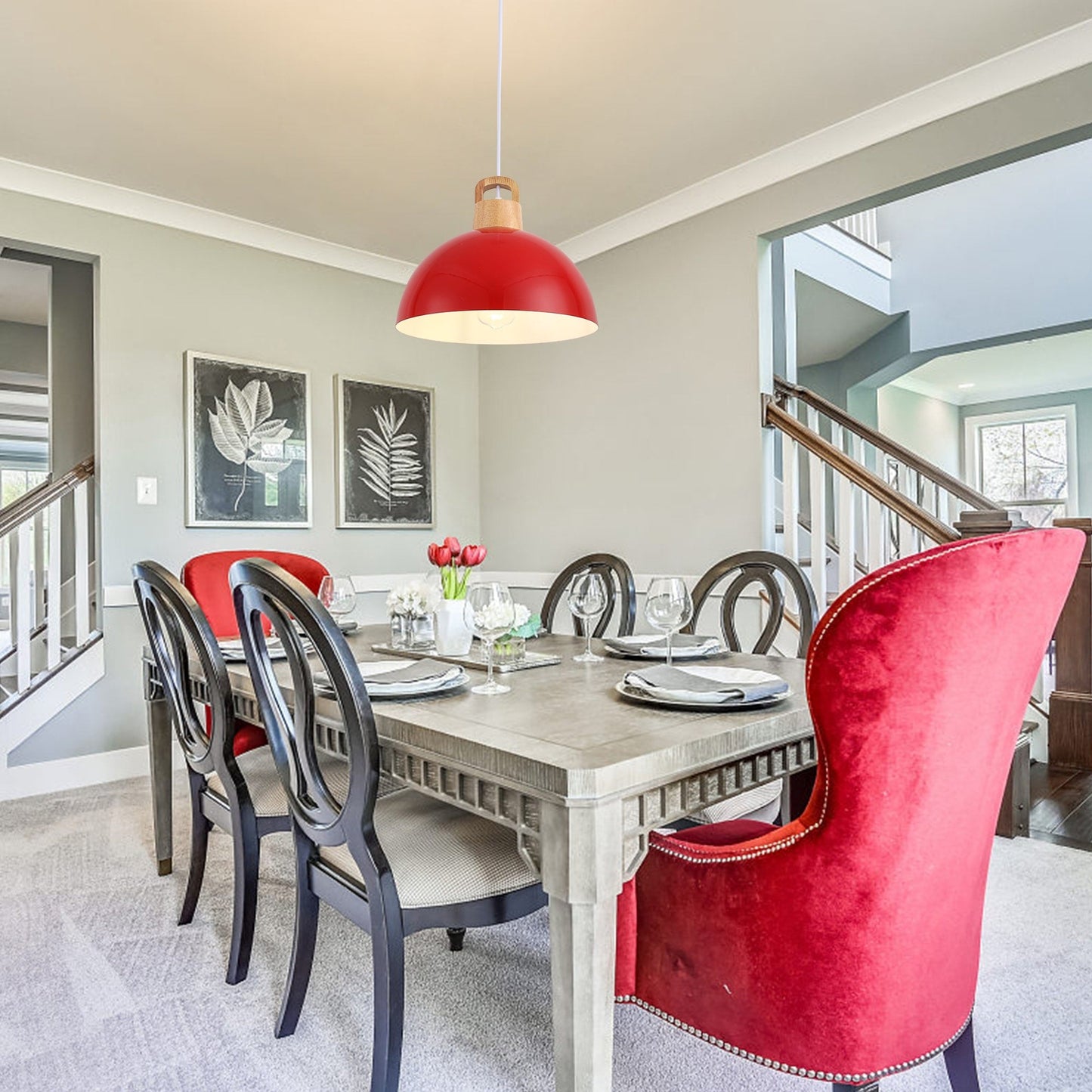 1-Light Modern Pendant Light Fixture with Plug-in Switch for Kitchen Island