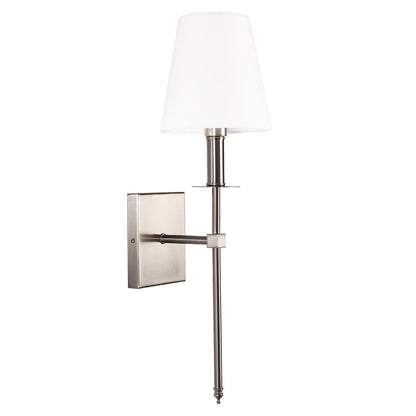 1-Light Wall Sconce with White Fabric Shade