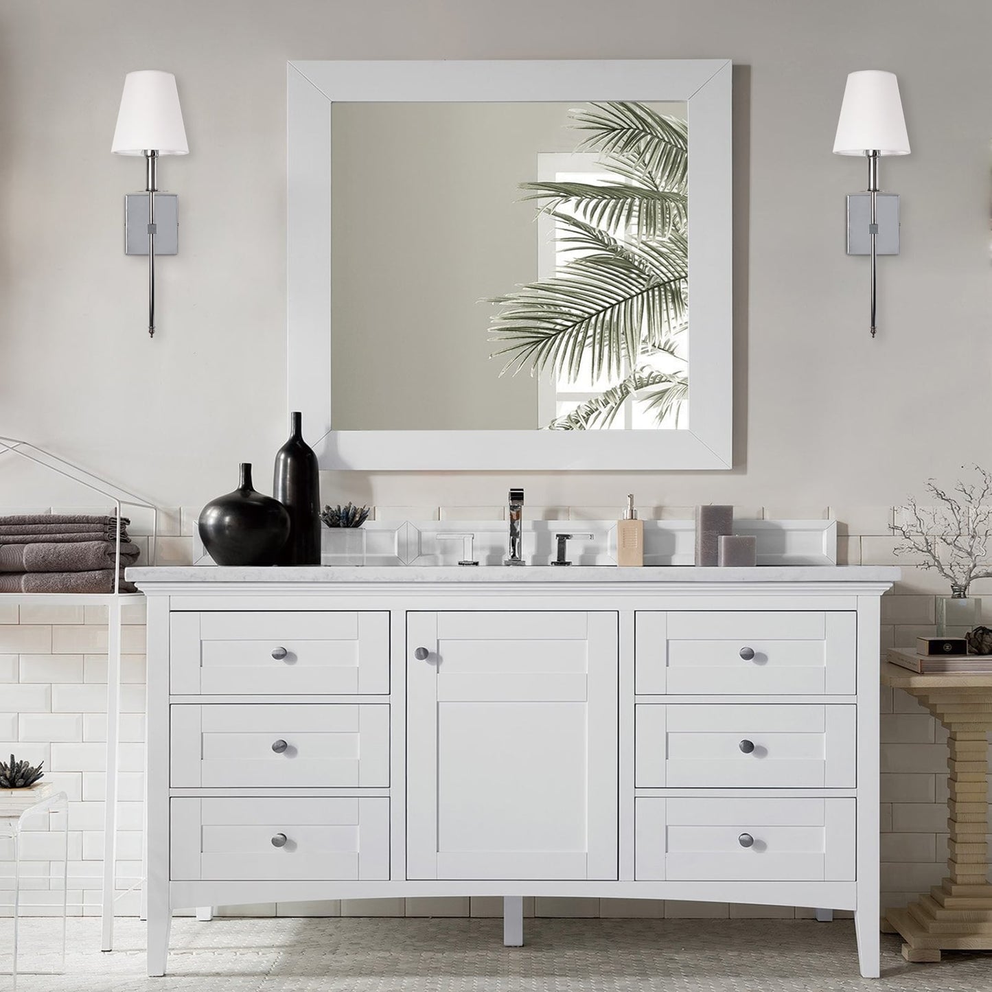 1-Light Wall Sconce with White Fabric Shade