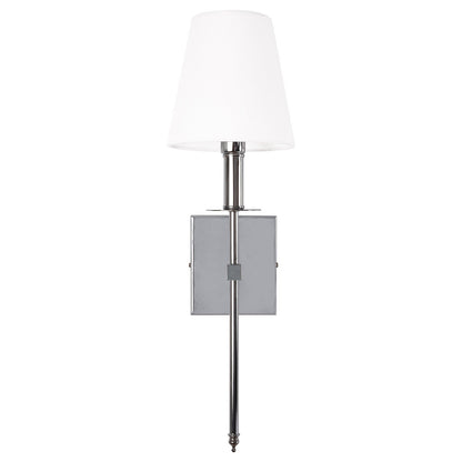 1-Light Wall Sconce with White Fabric Shade