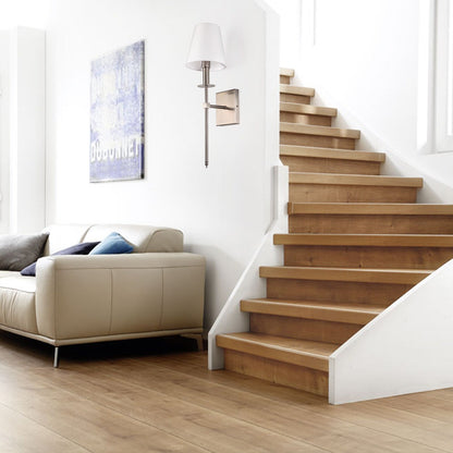 1-Light Wall Sconce with White Fabric Shade