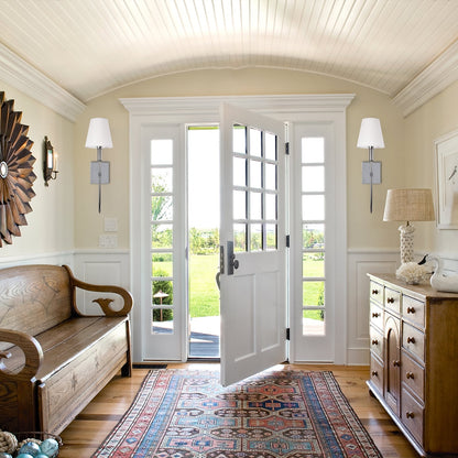 1-Light Wall Sconce with White Fabric Shade