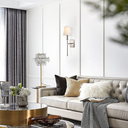 1-Light Wall Sconce with White Fabric Shade