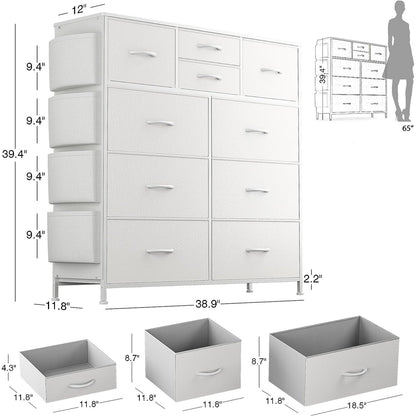 10 Drawer Dresser Fabric Closet Storage Tower Organizer Unit Bedroom