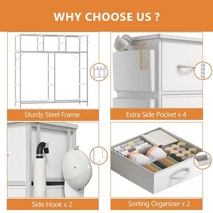 10 Drawer Dresser Fabric Closet Storage Tower Organizer Unit Bedroom