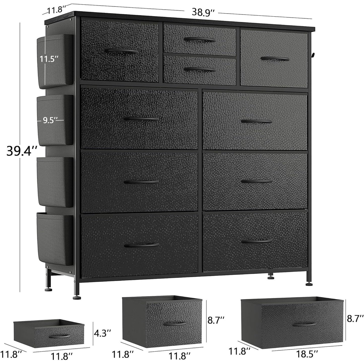 10 Drawer Dresser Fabric Closet Storage Tower Organizer Unit Bedroom
