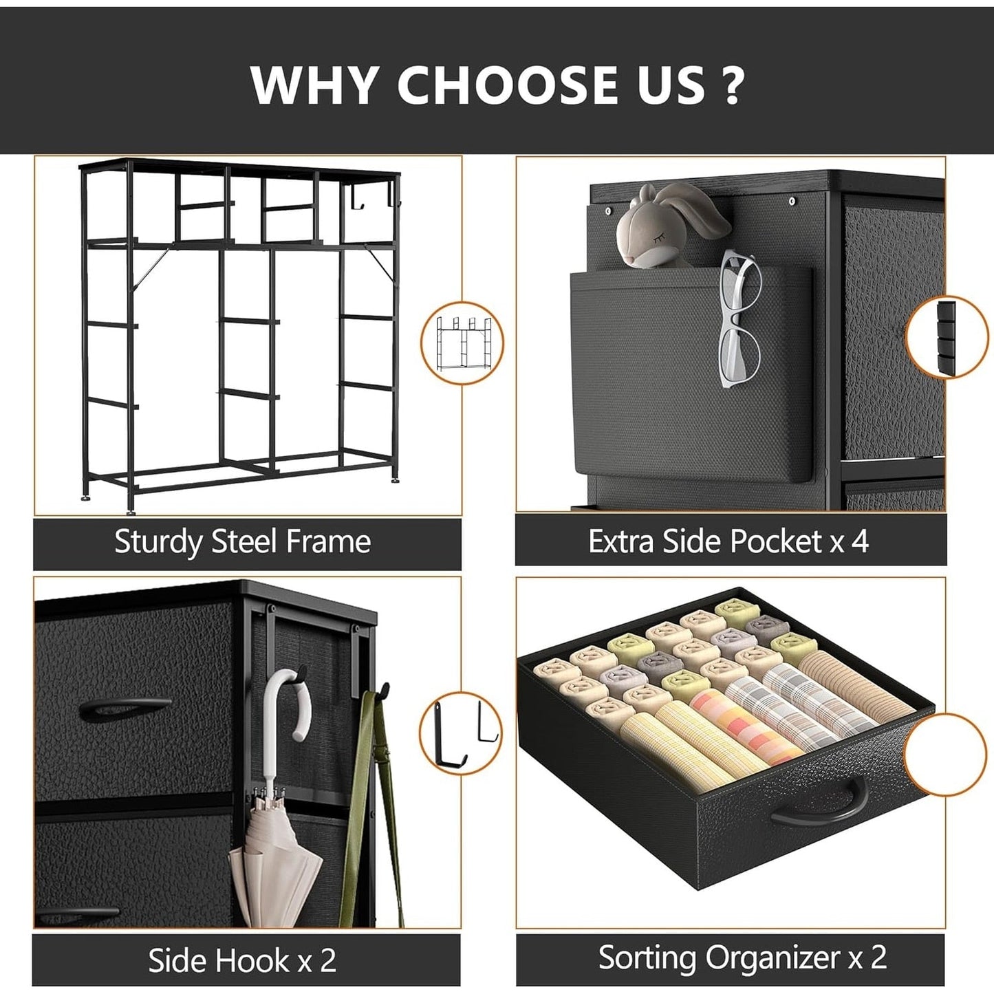 10 Drawer Dresser Fabric Closet Storage Tower Organizer Unit Bedroom