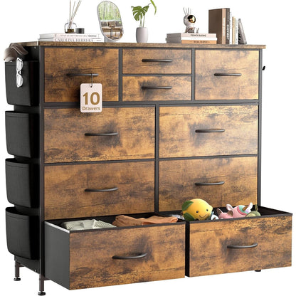 10 Drawer Dresser Fabric Closet Storage Tower Organizer Unit Bedroom