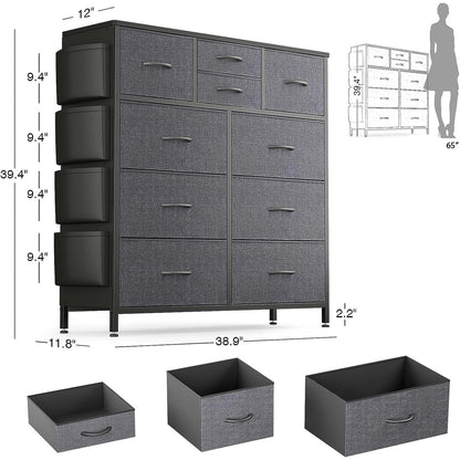 10 Drawer Dresser Fabric Closet Storage Tower Organizer Unit Bedroom
