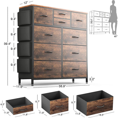 10 Drawer Dresser Fabric Closet Storage Tower Organizer Unit Bedroom