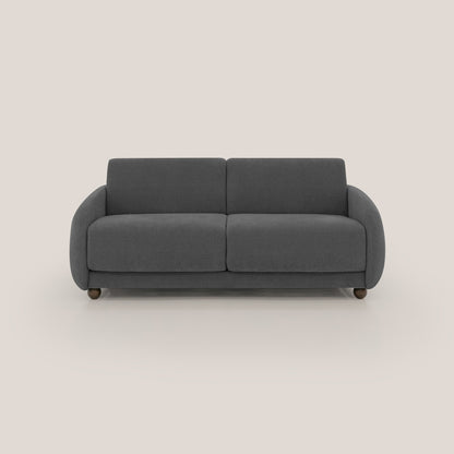 Giglio divano letto scandinavo japandi con materasso H18 cm in tessuto Bouclé impermeabile T07 antracite