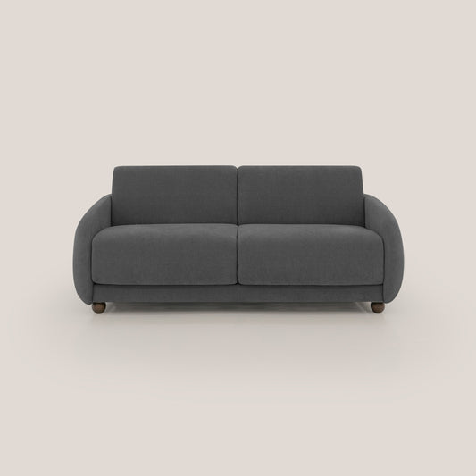 Giglio divano letto scandinavo japandi con materasso H18 cm in tessuto Bouclé impermeabile T07 antracite