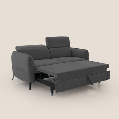 Bloom Divano con poggiapiedi estraibile piedini alti e poggiatesta reclinabili in tessuto bouclé impermeabile T07 antracite