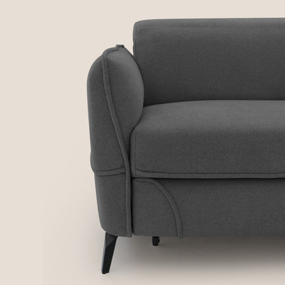 Bloom Divano con poggiapiedi estraibile piedini alti e poggiatesta reclinabili in tessuto bouclé impermeabile T07 antracite