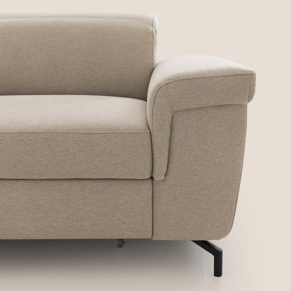 Aisha Divano con poggiapiedi estraibile piedini alti e poggiatesta reclinabili in tessuto Smacchiabile T05 beige