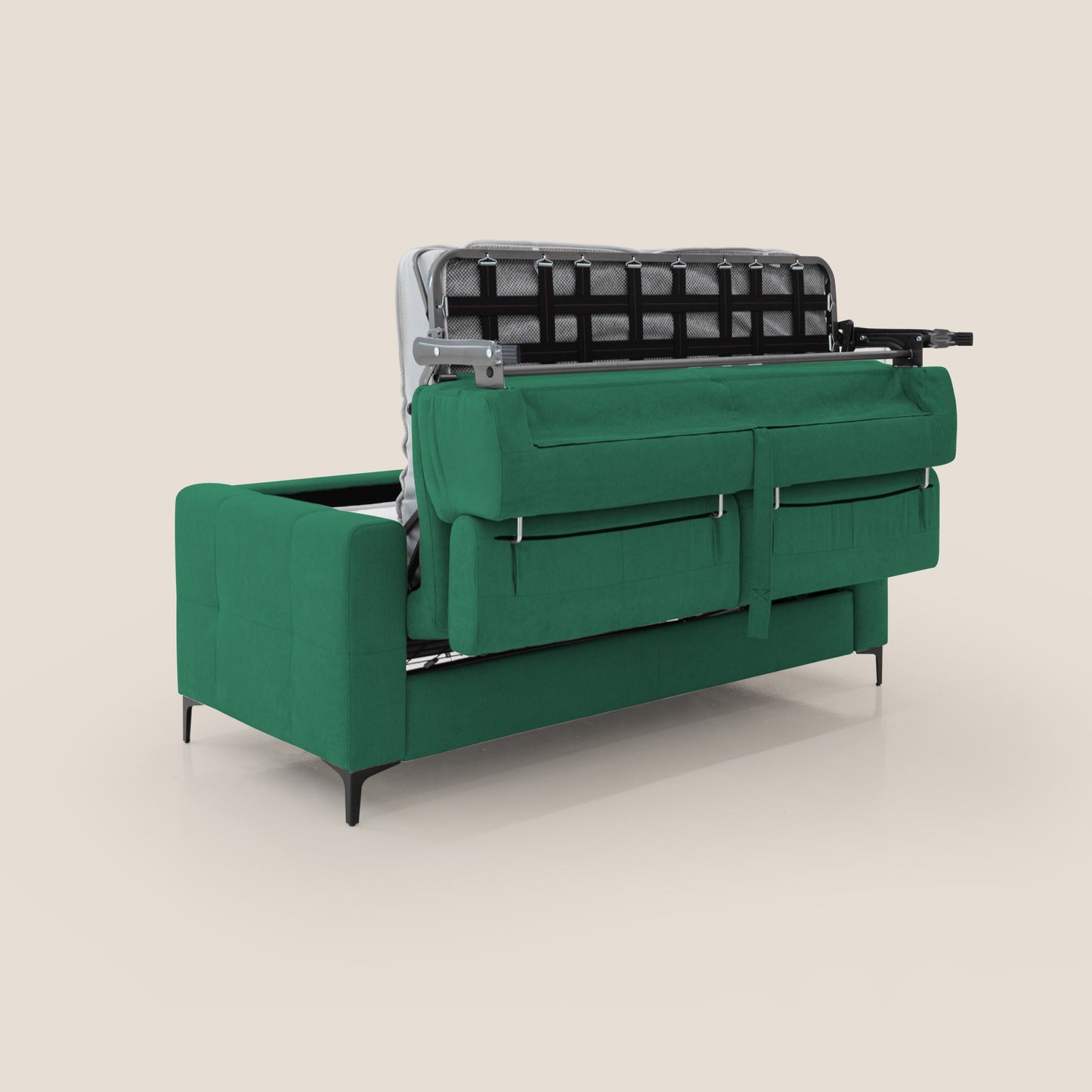 Gardenia divano letto materasso alto 18 cm con poggiatesta reclinabili e rivestimento impermeabile T02 verde