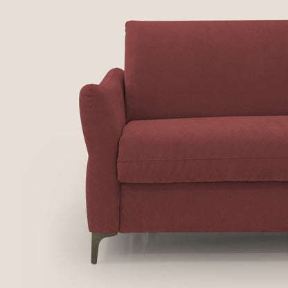 Dalia divano letto con materasso H18 cm e piedi alti in raffinato tessuto smacchiabile T17 rosso