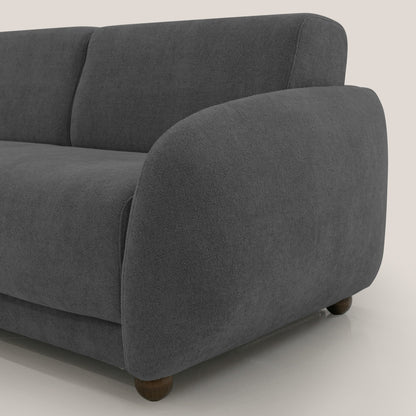 Giglio divano letto scandinavo japandi con materasso H18 cm in tessuto Bouclé impermeabile T07 antracite